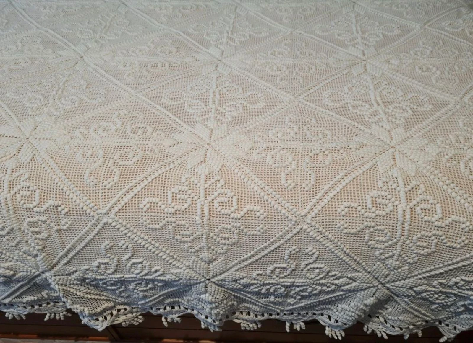 Witte gehaakte sprei. Bed 90. Handgemaakt – photo 5